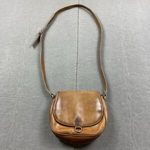 Vintage GH Bass & Co Leather Crossbody Saddle Bag Magnetic Distressed Brown